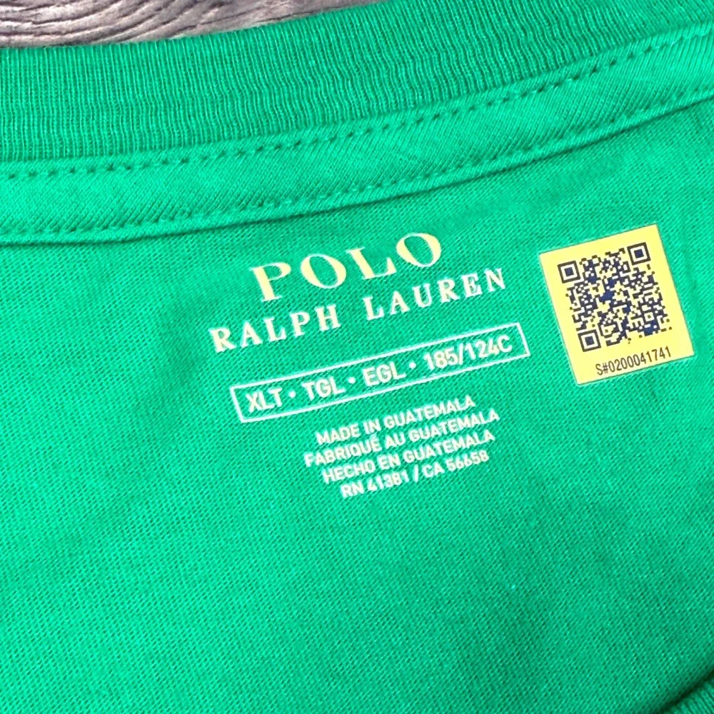 Polo Ralph Lauren Mens Script Logo Graphic T-Shirt Green Navy Size‎ XLT Tall NWT
